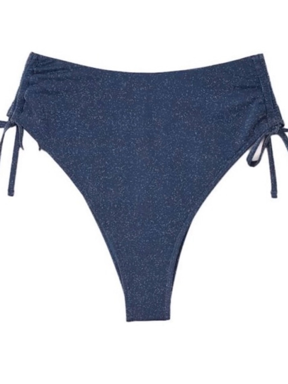 ISO Abercrombie & Fitch Cinch Tie High-Waist High-Leg Cheeky Bottom in Navy Blue